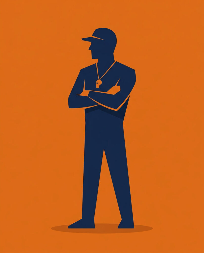 nano banana 2 a stunning illustration of flat vector illustration of a coach silhouette wearin 1